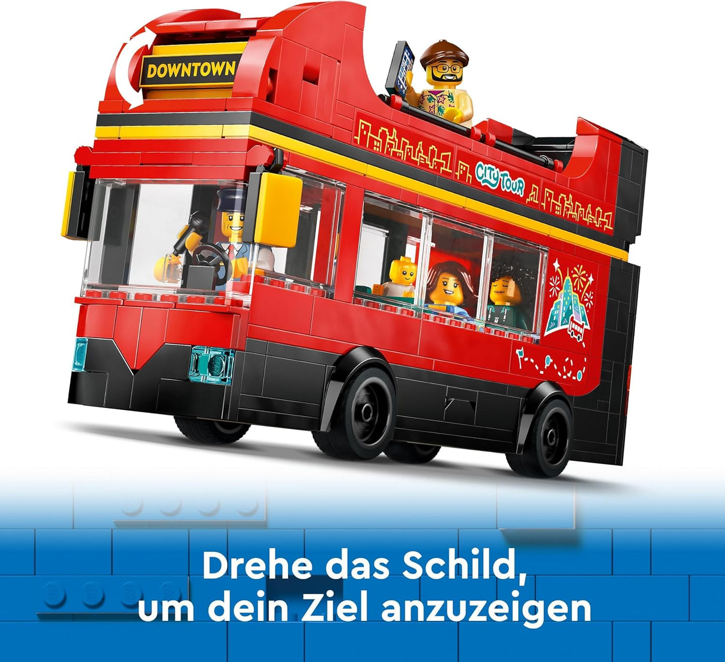 LEGO City 60407 Double Decker Bus Toy Bus Vehicle Playset for Girls and Boys from 7 Years, Includes 5 Figures, Including A Baby in a Pram