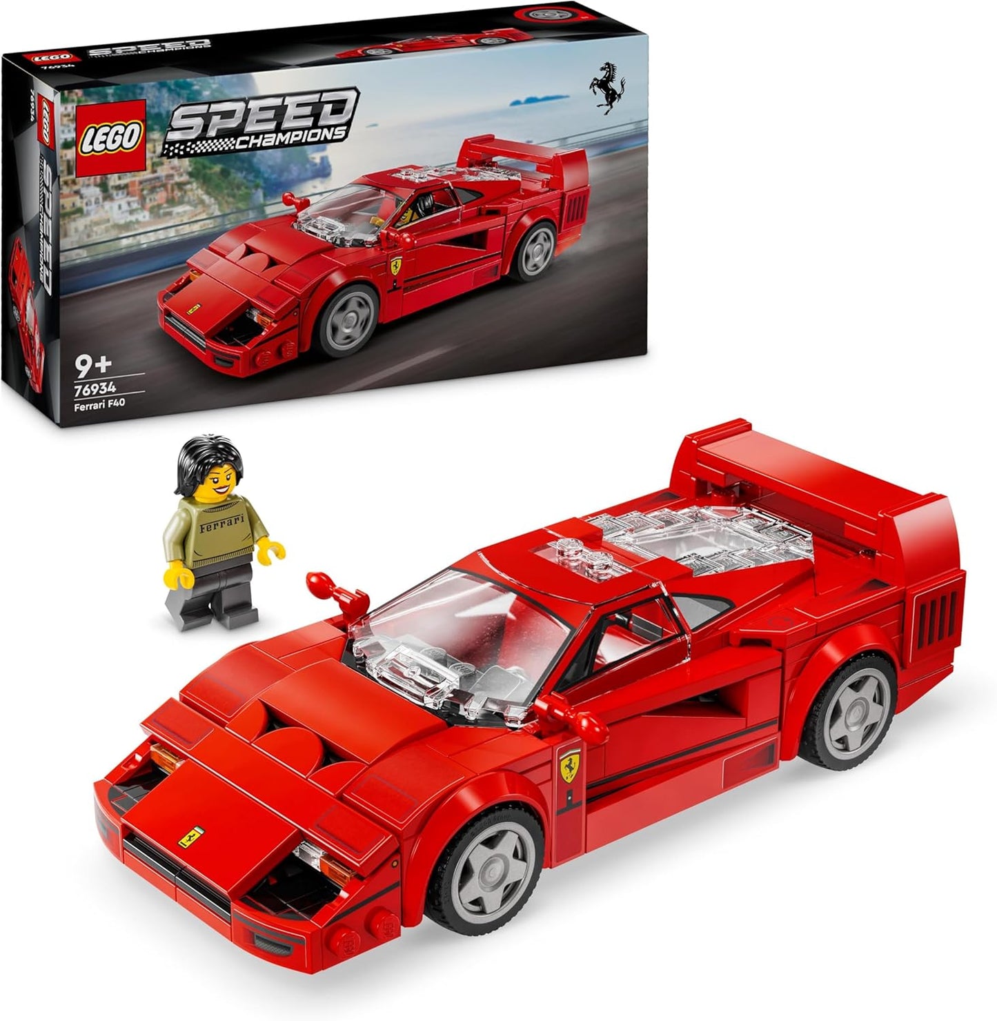 LEGO 76934 Speed Champions Ferrari F40 Super Sports Car, Play Set with Buildable Toy Car and Driver Mini Figure, Collectable Building Set for Children, Gift for Boys and Girls