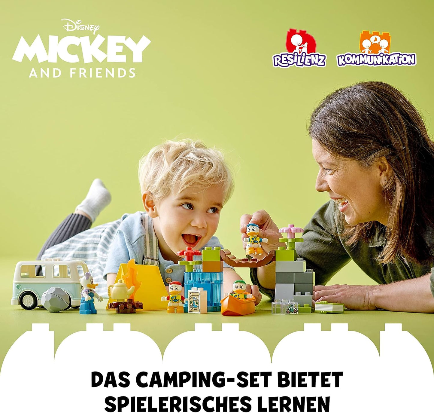 LEGO 10997 DUPLO Disney Mickey and Friends Camping Adventure Set with Motorhome, Canoe and Daisy Duck Figure, Construction Toy Gift for Toddlers from 2 Years, Girls and Boys