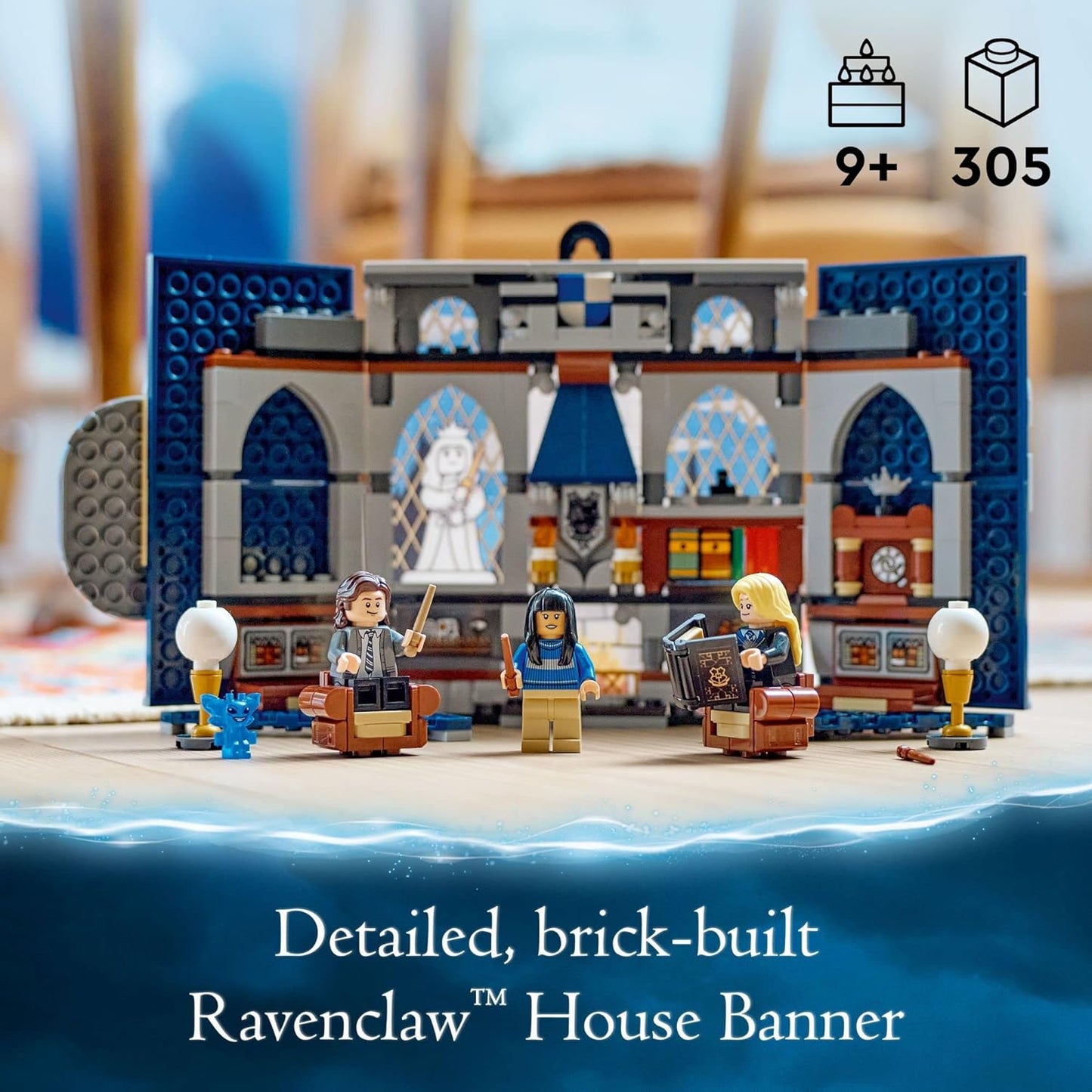 LEGO Harry Potter Ravenclaw House Banner 76411, Hogwarts Castle Community Room Toy or Wall Display with Luna Lovegood Mini Figure, Collectible Travel Toy