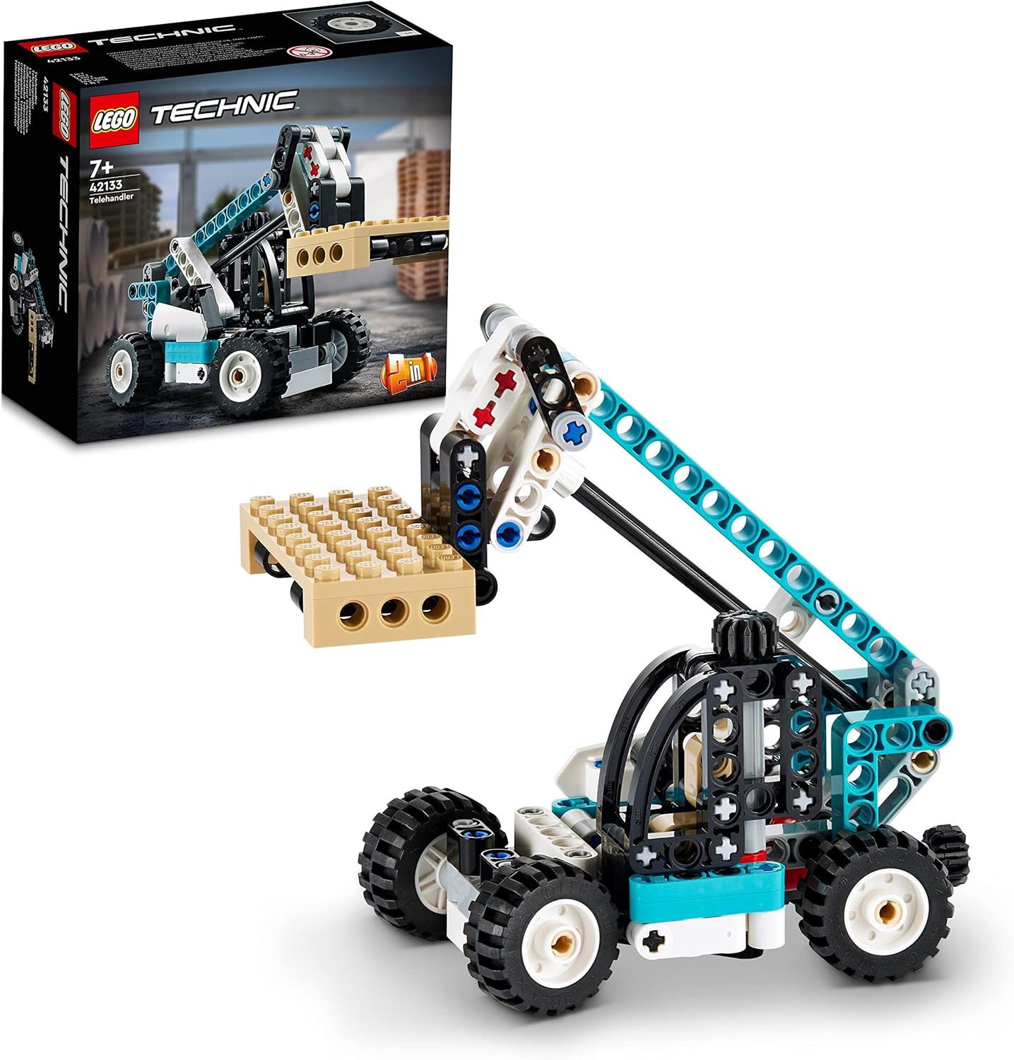 LEGO Technic 42133 2-in-1 Telescopic Loader Forklift and Tow Truck Toy, Construction Vehicle for Children Aged 7 Years and Up