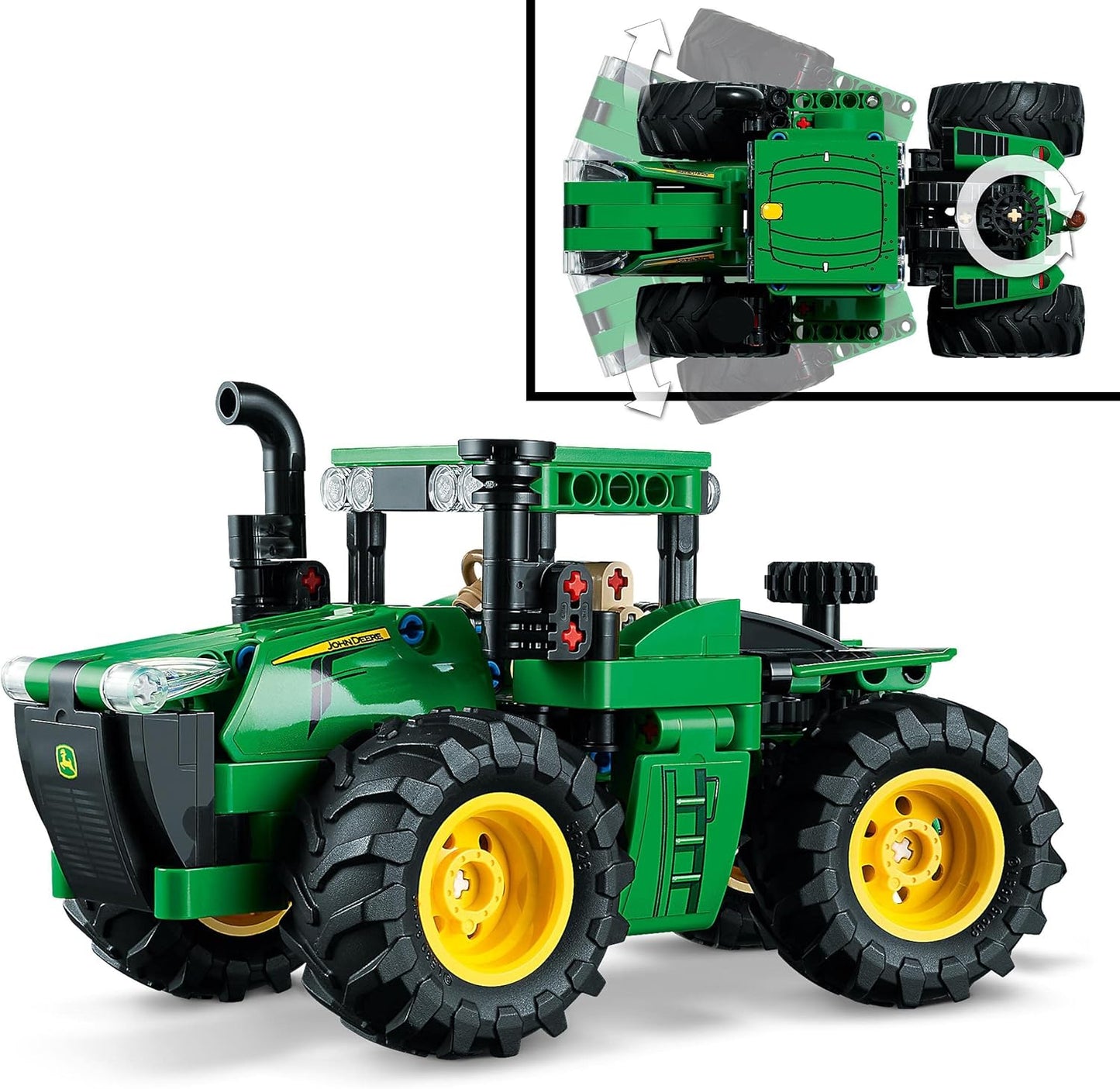 LEGO Technic John Deere 9620R 4WD Tractor with Tilting Trailer, Classic Farm Toy for Children, Boys and Girls from 8 Years, Collector's Model Kit 42136