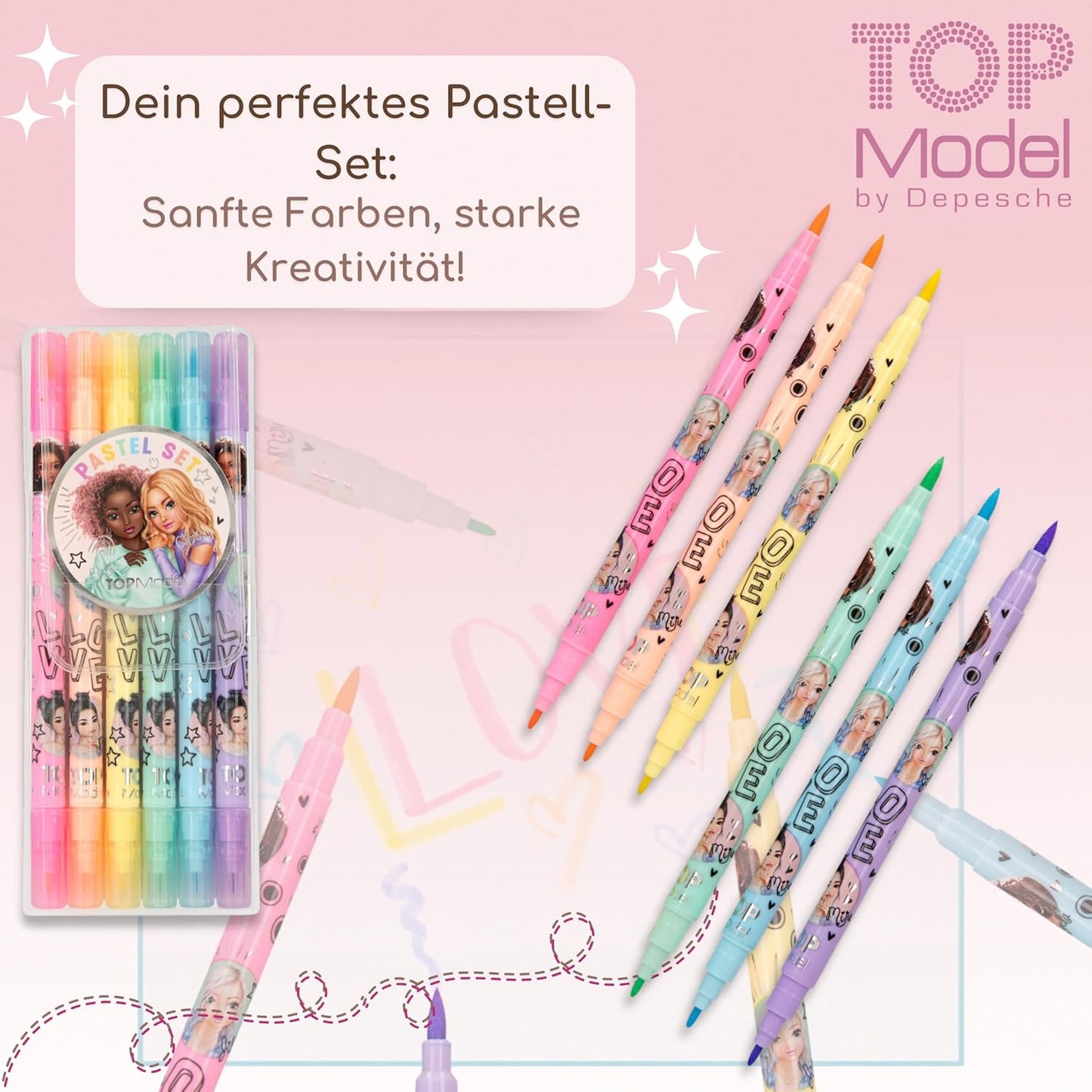 Depesche TOPModel Pastel Set & Colouring Book Popstar - Pastel Colours and Stage Magic Combined!