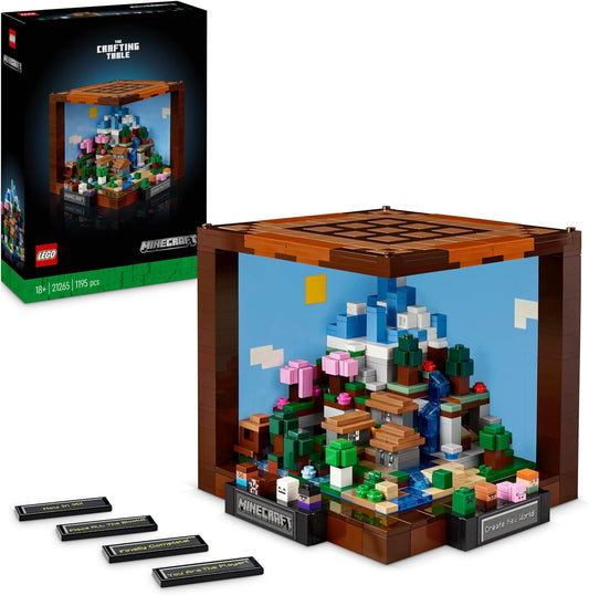 LEGO Minecraft The Workbench Building Set, Video Game Set with 8 Figures, Including Steve, Alex, Creatures and Biomes, 15th Anniversary Model, Gift Idea for Adults, Men & Women 21265