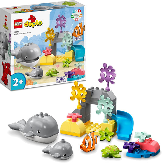 LEGO 10972 Duplo Wild Ocean Animals, Educational Toy for 2 Years and Over, Toy Set for Toddlers, Girls and Boys with Sea Animals and Play Mat