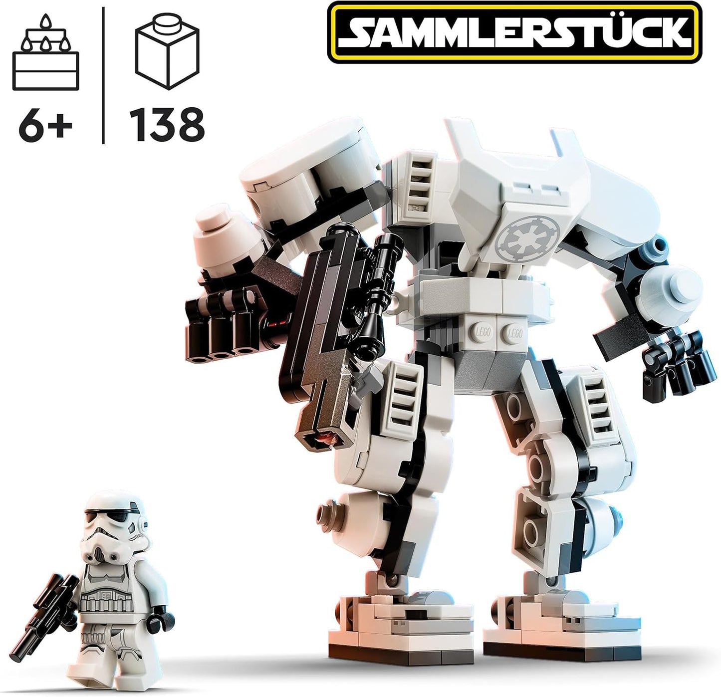 LEGO 75370 Star Wars Stormtrooper Mech Set, Buildable Action Figure Model with Joint Parts, Mini Figure Cockpit and Large Stud Shooter, Collectable Toy for Children from 6 Years