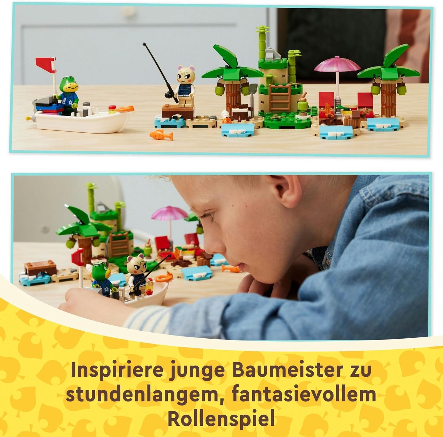 LEGO Animal Crossing Käptens Island Boat Tour, Creative Toy for Children with 2 Mini Figures from the Video Game Series, Including Huschke, Gift for Girls and Boys from 6 Years 77048