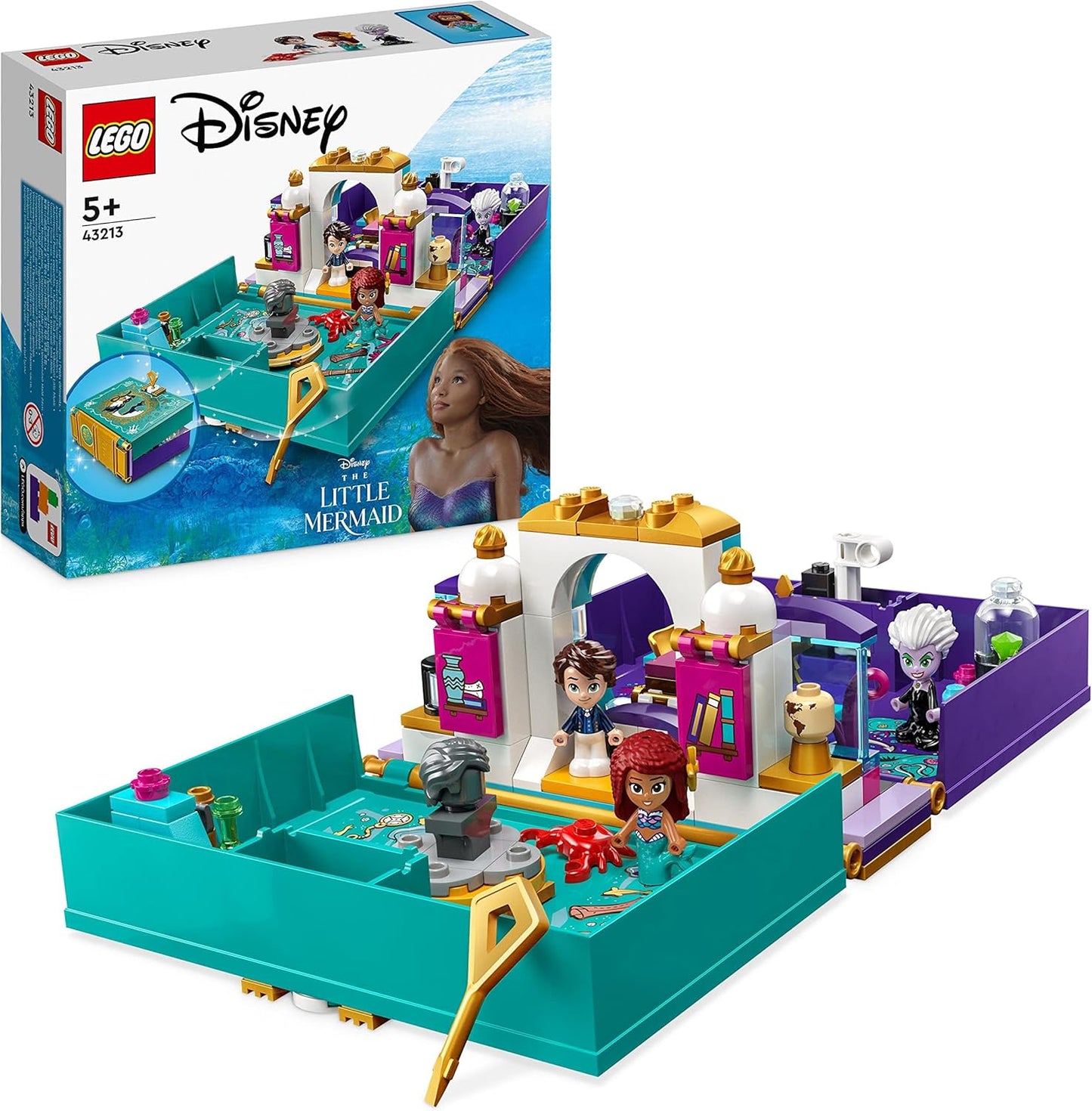 Lego 43213 Disney Princess, The Little Mermaid Fairy Tale Book Toy for Building for Children, Girls and Boys from 5 Years with Ariel and Prince Erik Micro Dolls, 2023 Film