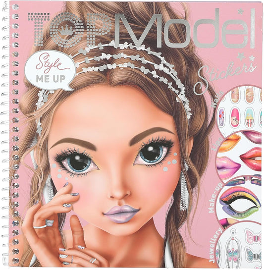 Depesche 12723 TOPModel Glitter Queen Dress Me Up Face Sticker Book with 24 Pages to Create Beautiful Looks, Colouring Book with 7 Sticker Sheets