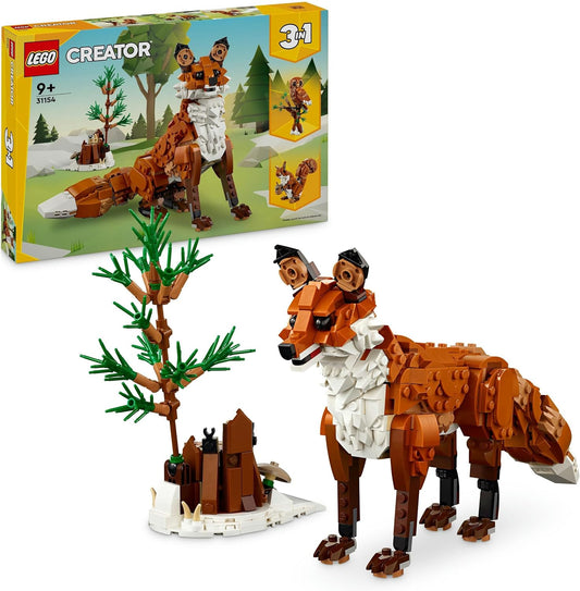 LEGO Creator Forest Animals: Red Fox, Animal Set with Fox, Owl and Squirrel Toy, Animal Figures of the Forest for Playing and Displaying, Creative Gift for Boys and Girls from 9 Years 31154