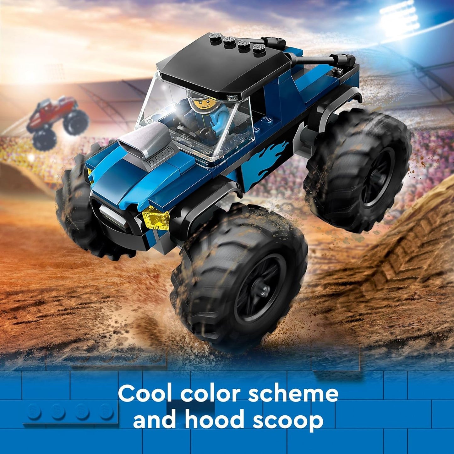 LEGO City Blue Monster Truck Off-Road Toy Playset with Driver Mini Figure, Imaginative Toy for Children, Funny Gift for Boys and Girls from 5 Years, Mini Monster Truck, 60402