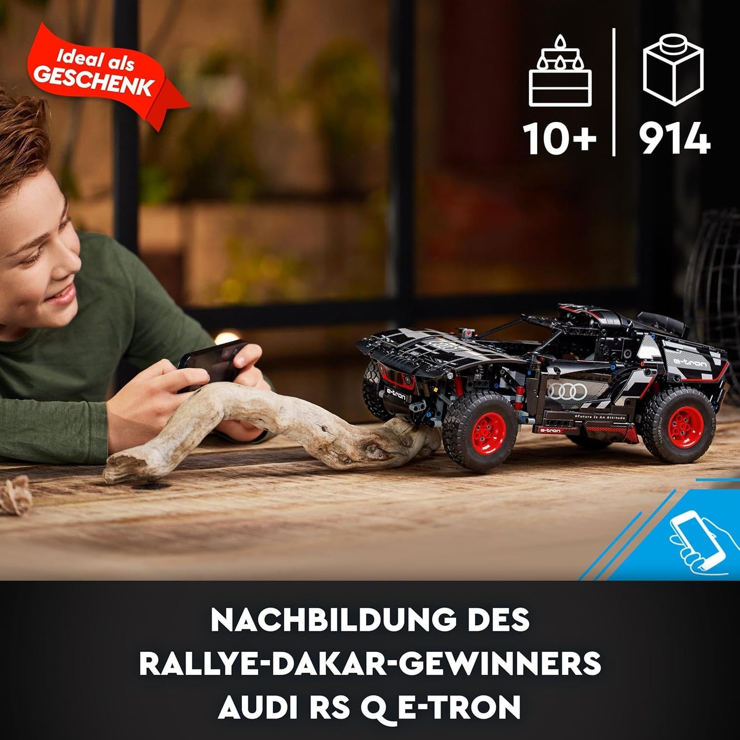 LEGO 42160 Technic Audi RS Q e-tron RC Rally Car Toy, Dakar Rally Off-Road Vehicle, App Controlled RC with Control+, Gift for Boys, Girls and Fans from 10 Years to Build