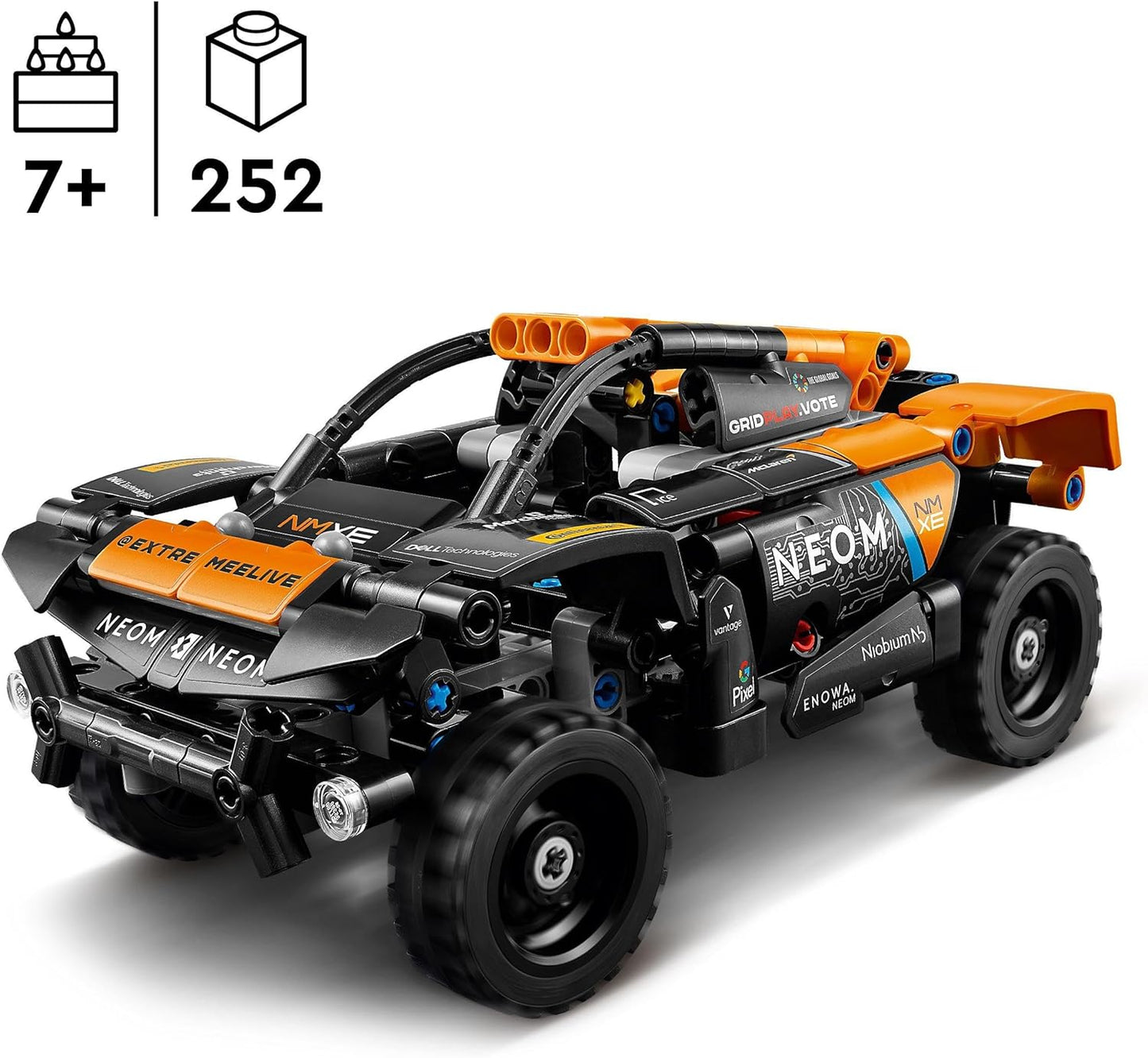 LEGO Technic NEOM McLaren Extreme E Race Car Set, Toy Car with Pull-Back Motor for Children, Buildable Wind-Up Car, Technology Gift for Boys and Girls Aged 7+ 42166