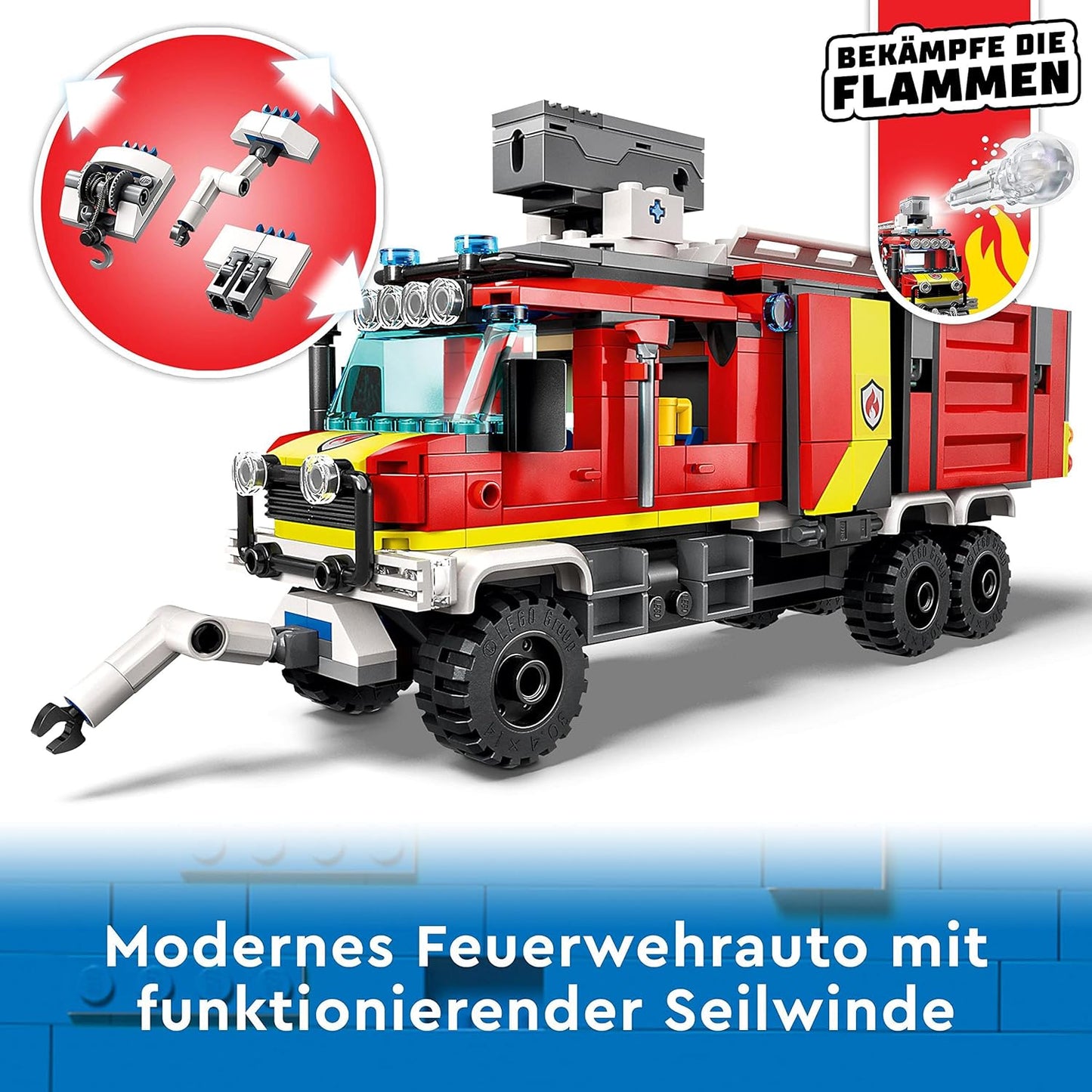 LEGO 60374 City Einsatzleitwagen der Feuerwehr, modernes Feuerwehrauto-Spielzeug mit Löschdrohnen, mit Figuren für Kinder