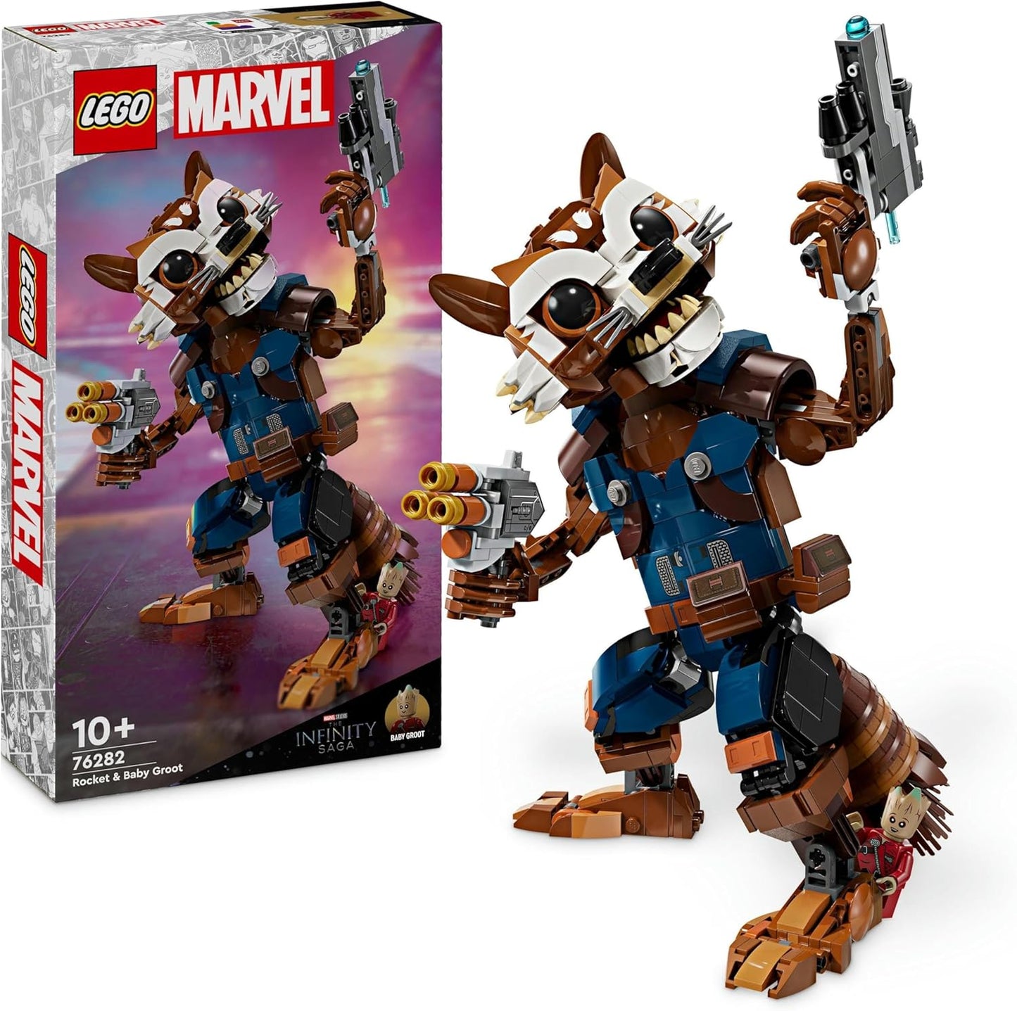 LEGO Marvel Rocket & Baby Groot, baubares Superhelden-Spielzeug für Kinder aus Marvel Studios' Guardians of the Galaxy, Figur für Rollenspiele, Geschenk für Jungen und Mädchen ab 10 Jahren 76282