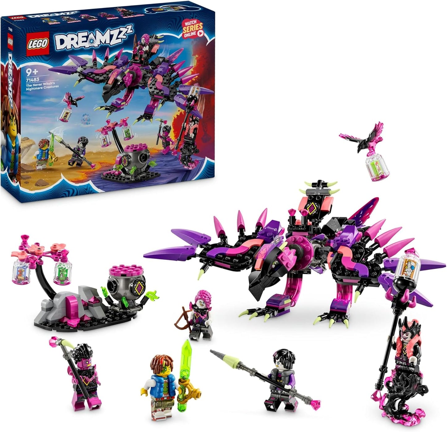 LEGO DREAMZzz 71483 3-in-1 The Never Witch’s Nightmare Creatures, Magical Children's Toy, Buildable Cauldron, Wolf or Raven, Fantasy Playset for Girls and Boys 9 Years and Up