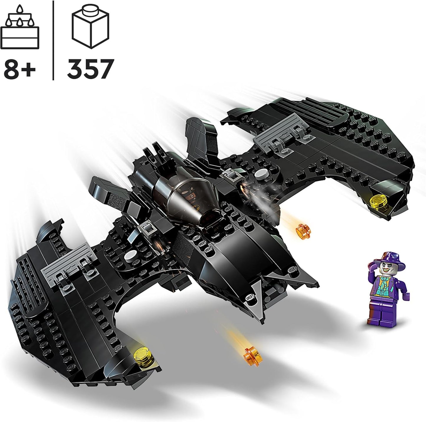 LEGO 76265 DC Batwing: Batman vs. The Joker, Iconic 1989 Movie Plane Toy with 2 Mini Figures, Classic Superhero Set, Birthday Gift for Kids, Boys, Girls