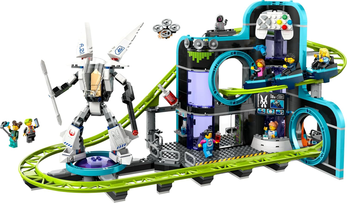 LEGO City Roller Coaster with Robot Mech, Toy Amusement Park, Play Set for Boys and Girls from 8 Years, Gift for Creative Children 60421