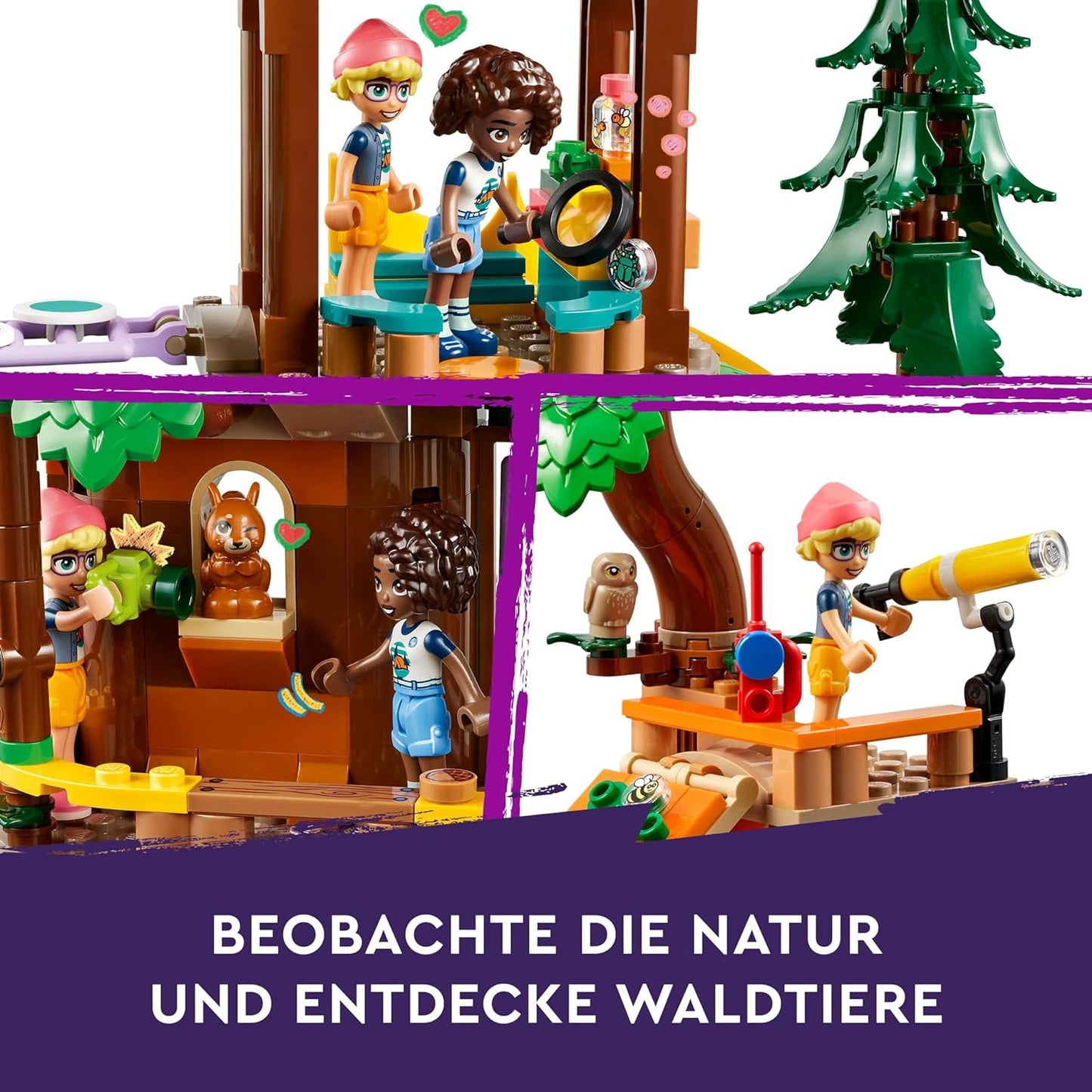 LEGO Friends Tree House in Adventure Camp, Playset for Girls and Boys from 8 Years with 5 Toy Figures and 5 Animals, Gift Idea for Creative Play, Sports Toy, Dollhouse 42631