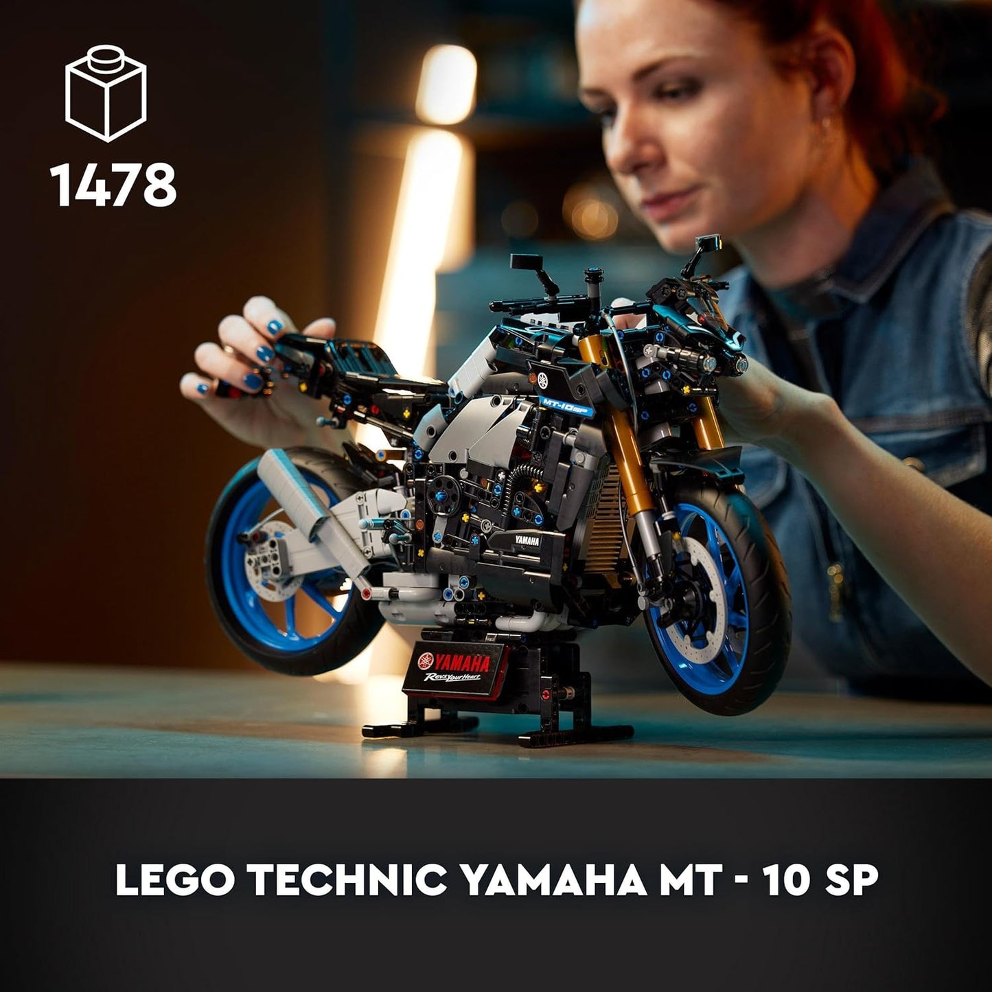 LEGO 42159 Technic Yamaha MT-10 SP Adult Motorcycle Model Kit, Authentic Vehicle Model with 4 Cylinder Engine, Functional Steering and AR App, Gift for Men and Women