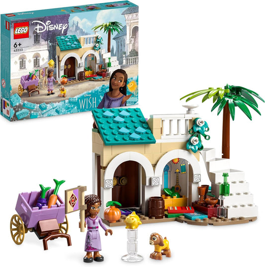 LEGO 43223 Disney Wish Asha in the City of Rosas, Wish Movie Set with Marketplace, Asha Mini Doll, Valentino as a Toy Goat and Star Figures, Gift for Children from 6 Years, Girls and Boys