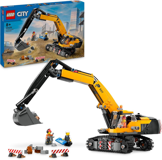 LEGO City Caterpillar Excavator, Toy Excavator for Children from 8 Years, Construction Toy with Excavator Model, Buildable Truck with Accessories and 3 Mini Figures, 60420