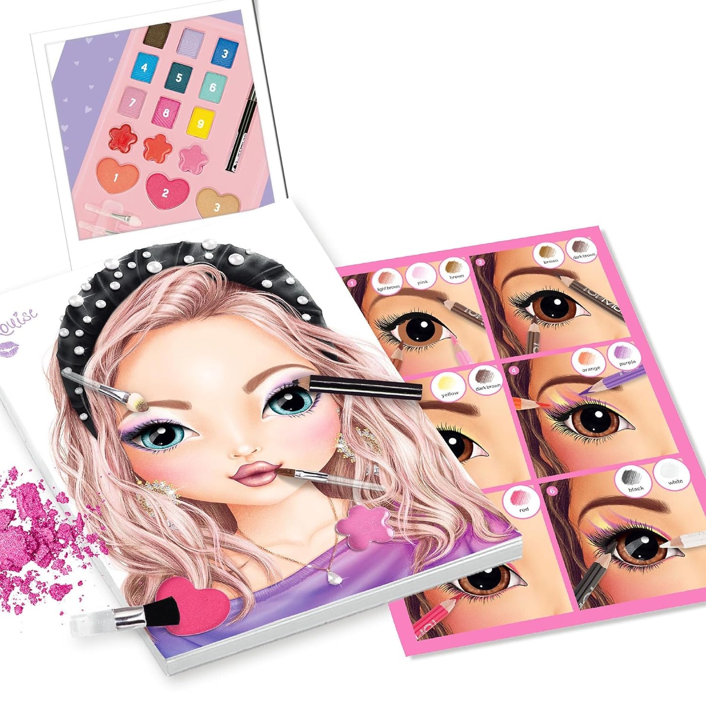 Depesche 12876 TOPModel Make Up Studio - Creative Folder for Creating Beautiful Makeup Looks, Includes Colouring Pad, Makeup Palette and 4 Brushes