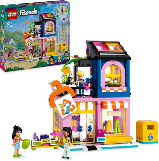 LEGO Friends Vintage Fashion Shop Kit for Kids with Toy Shop, Figures and Cat, Model for Role Play for Social Emotional Development, Gift for 6 Year Old Girls and Boys 42614