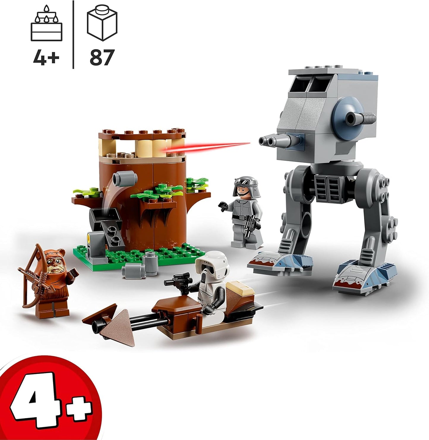 LEGO 75332 Star Wars at-ST, Building Toy for Preschool Children from 4 Years with Ewok Wicket and Scout Trooper Mini Figures and Starter Building Element, Set 2022