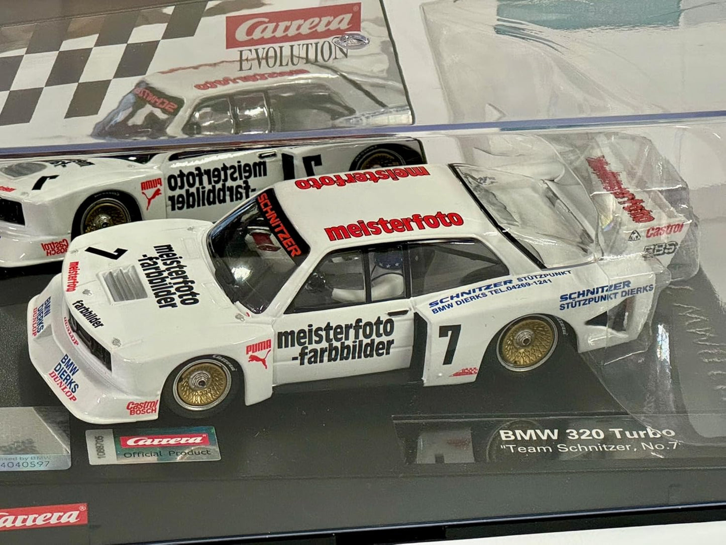 Carrera Evolution I BMW 320 Turbo Low Profile "Team Schnitzer, No.7" Car for Racing Track | Racetracks and Licensed Slot Cars | Front & Rear Light | For Children from 8 Years & Adults