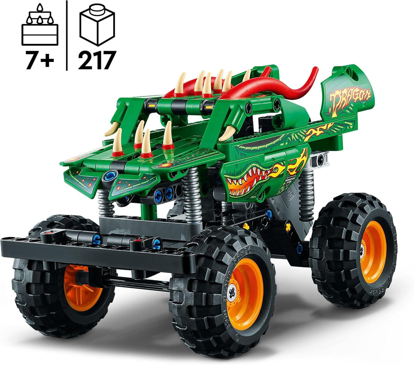 LEGO 42149 Technic Monster Jam Dragon Monster Truck Toy for Boys and Girls, 2-in-1 Racing Car for Off-Road Stunts and as a Gift for Children