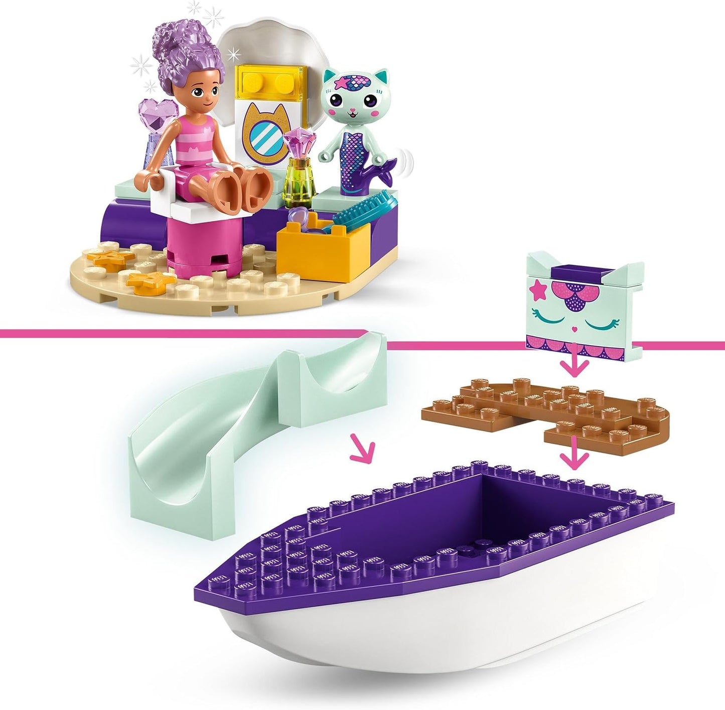 LEGO 10786 Gabby's Dollhouse Gabby & Meerkat Ship & Spa Boat Set with Beauty Salon, Dollhouse with Figures and Accessories, Play Set for Girls, Boys, Children from 4 Years