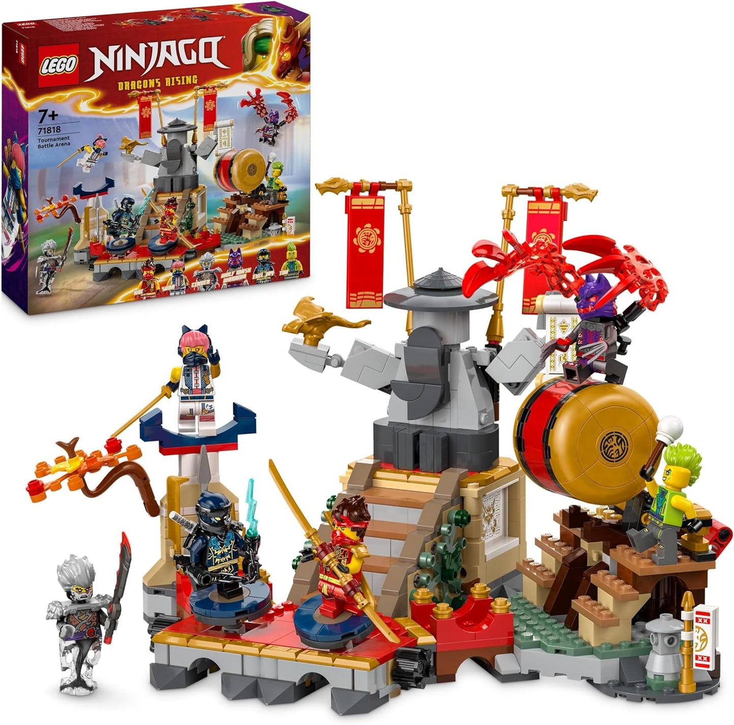 LEGO Ninjago Tournament Arena Adventure Toy for Children, Ninja Playset with 6 Mini Figures, Collectible Building Set, Birthday Gift for Boys and Girls from 7 Years 71818