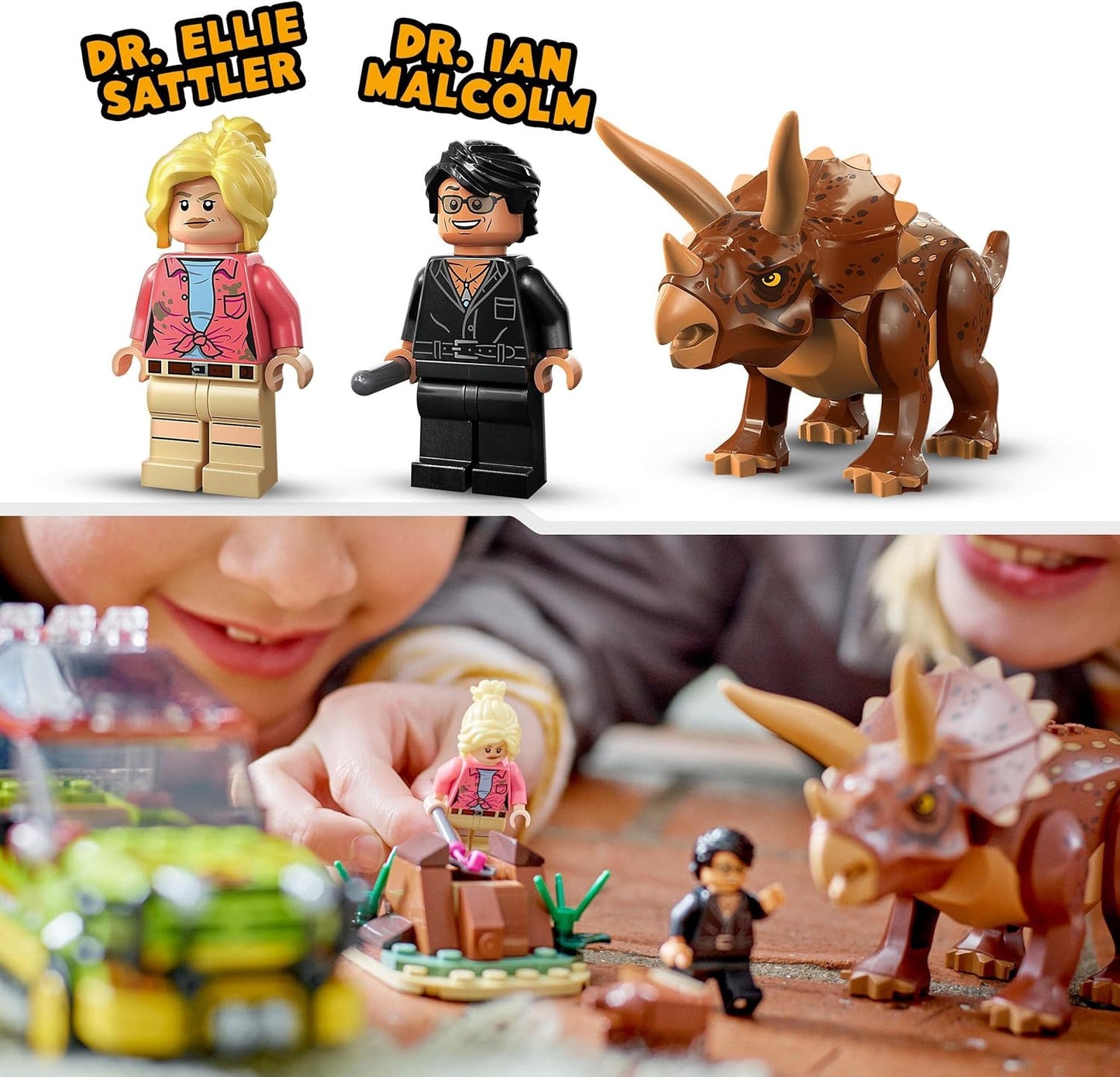 LEGO 76959 Jurassic Park Triceratops-Forschung, Dinosaurier Spielzeug mit Figur und Auto zum Sammeln zum 30. Jubiläum