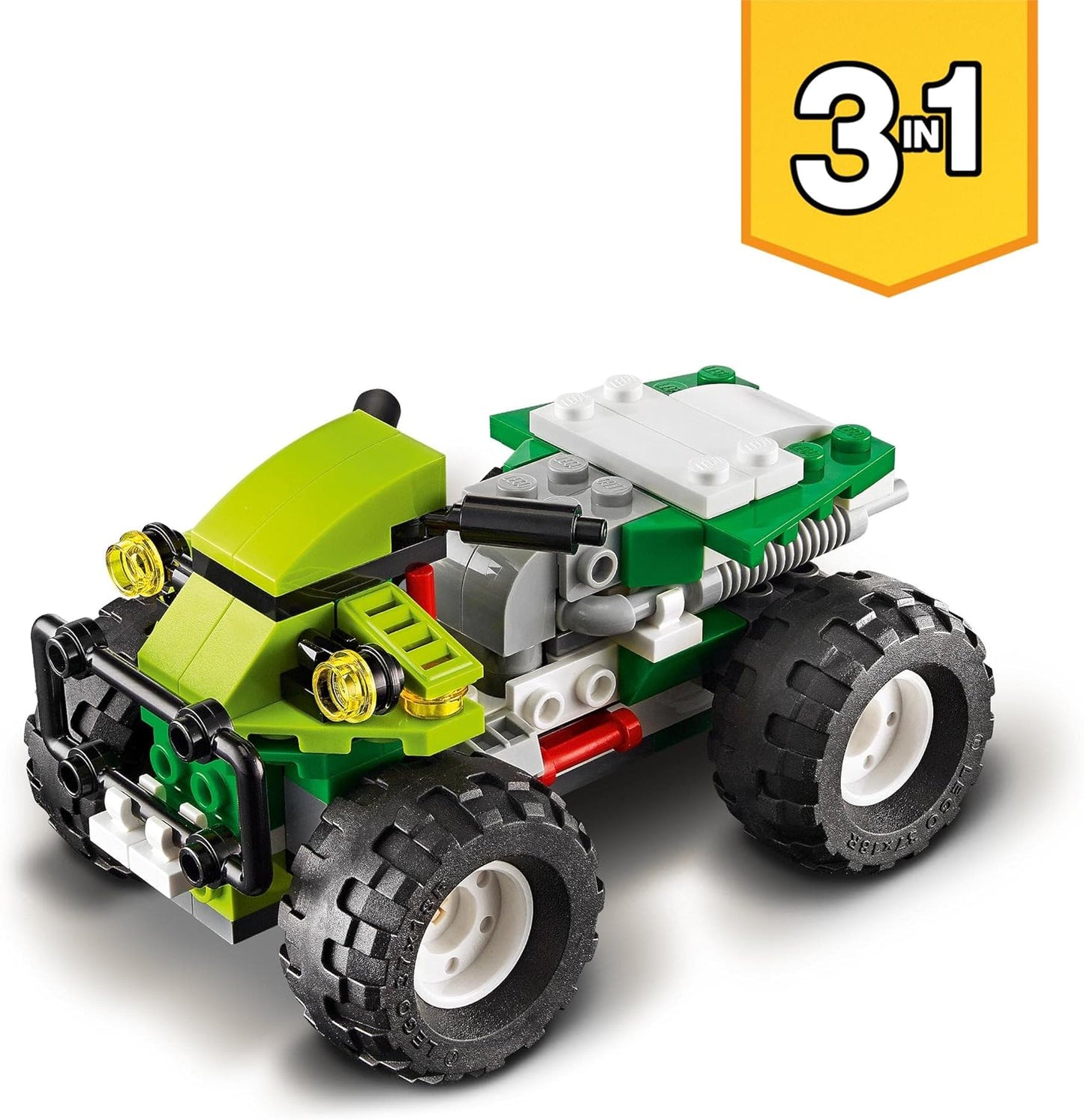 LEGO 31123 Creator 3-in-1 Off-Road Buggy, Quad, Compact Loader, Toy Vehicles for Children from 7 Years, Excavator, Toy Car