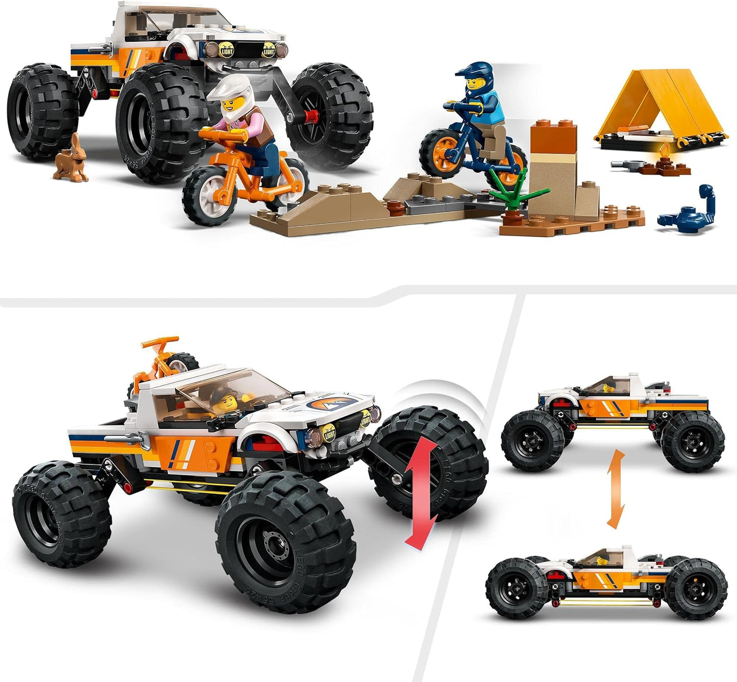 Lego 60387 City Offroad Adventure, Camping Monster Truck Toy with Working Suspension, Vehicle for Children from 6 Years.