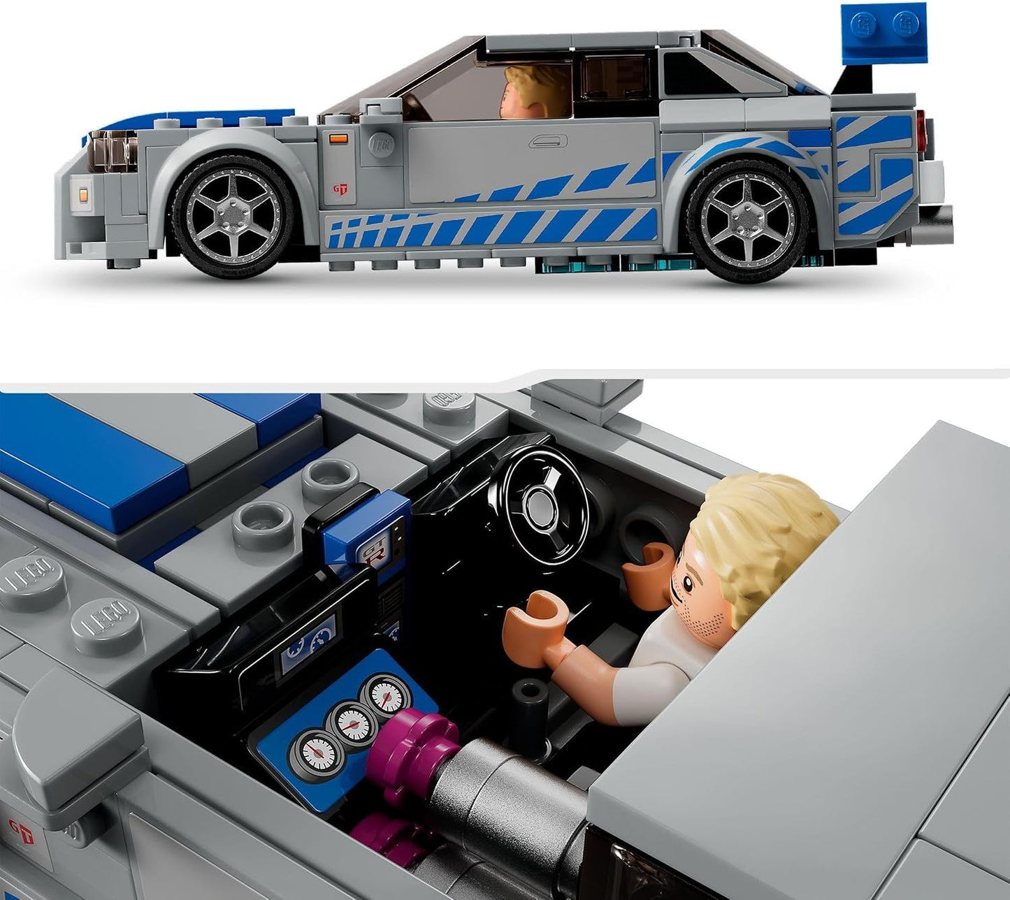 LEGO Speed Champions 2 Fast 2 Furious Nissan Skyline GT-R (R34) Racing Car Toy for Building, 2023 Model Car Kit with Brian O'Conner Figure 76917