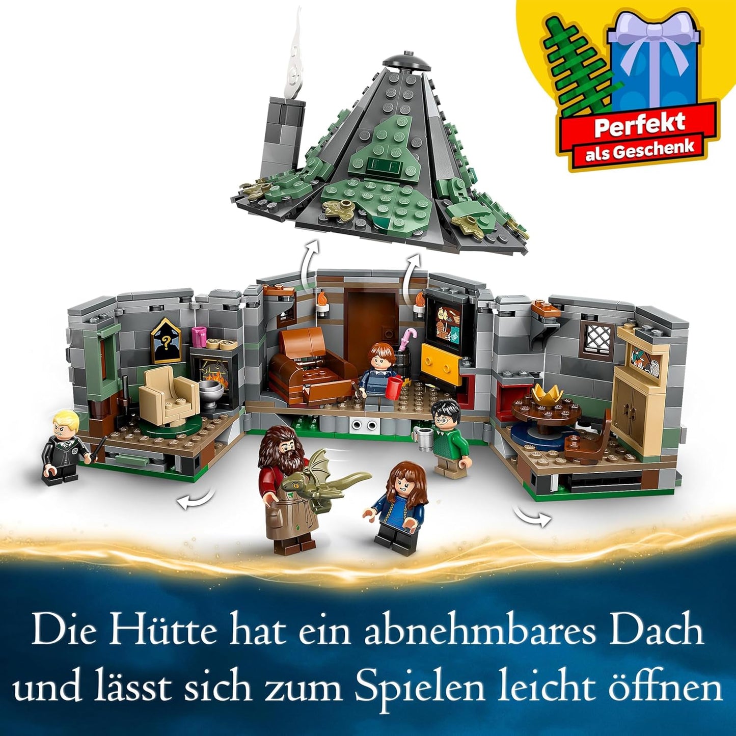 LEGO Harry Potter Hagrid's Hut: An Unexpected Visit Set with 5 Mini Figures and 2 Animal Figures, Gift for 8 Year Old Girls, Boys and Children, Magic Adventure Toy, Fantasy Set 76428