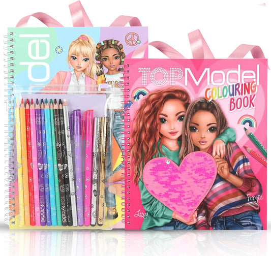 TOPModel Colouring Book Set & the TOPModel Colouring Book with Sequins: Creative Colouring Fun with Sparkling Highlights - Your Perfect Set for Colourful and Glittering Drawings