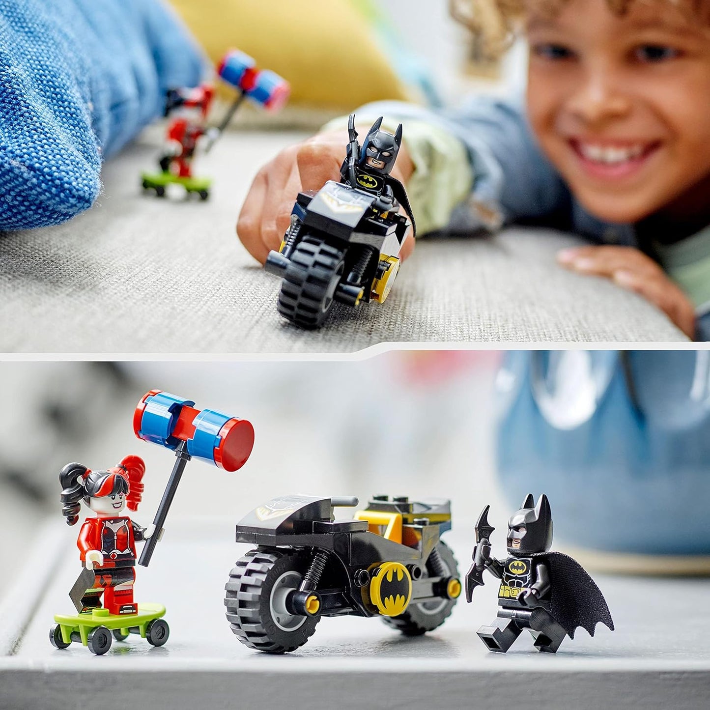 LEGO 76220 DC Batman vs. Harley Quinn Superhero Set with Action Figures, Skateboard and Motorcycle Toy for Boys and Girls from 4 Years