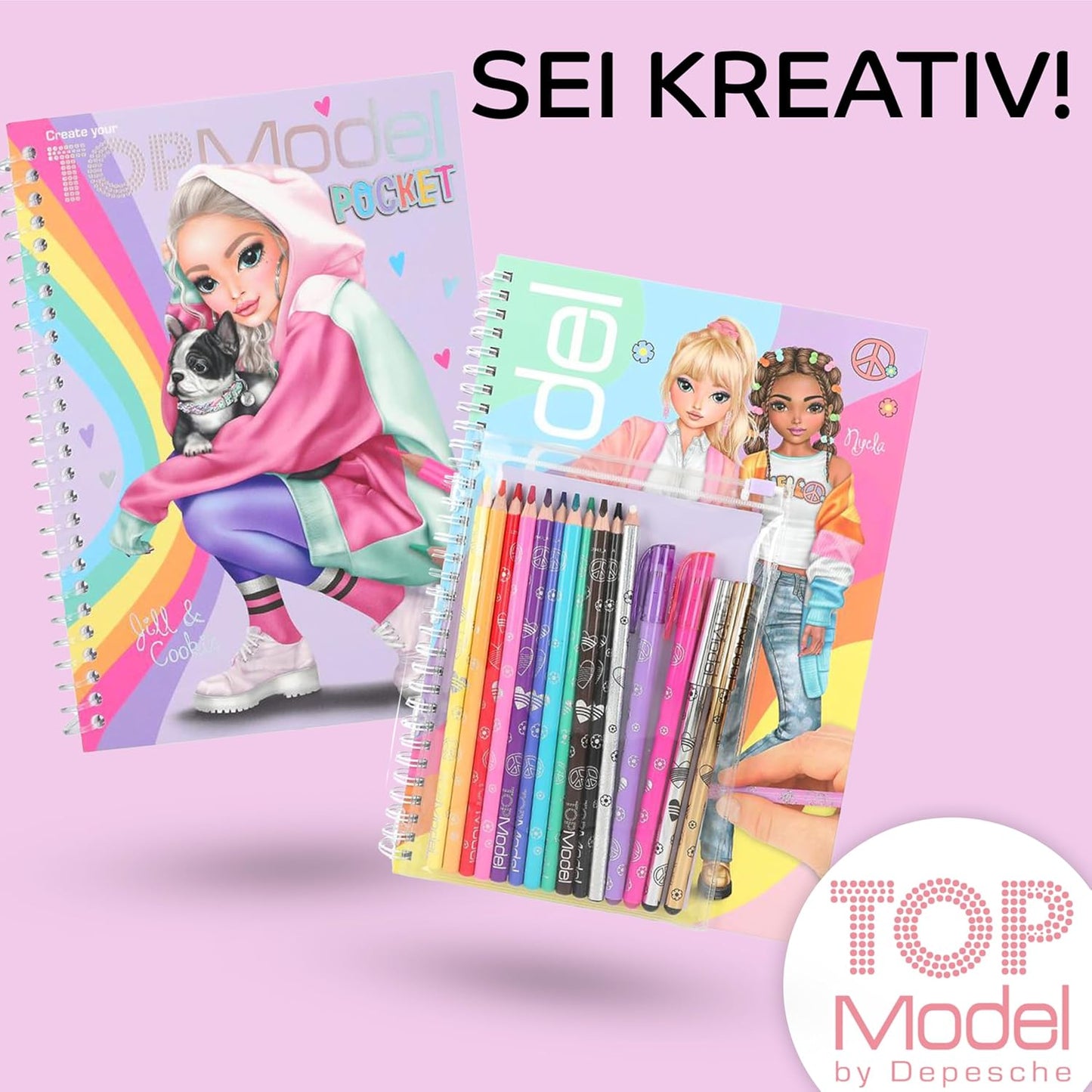 TOPModel Colouring Book Set & TOPModel Pocket Colouring Book: Creative Colouring Fun for on the Go and at Home – Your Perfect Set for Imaginative Drawings and Colourful Adventures