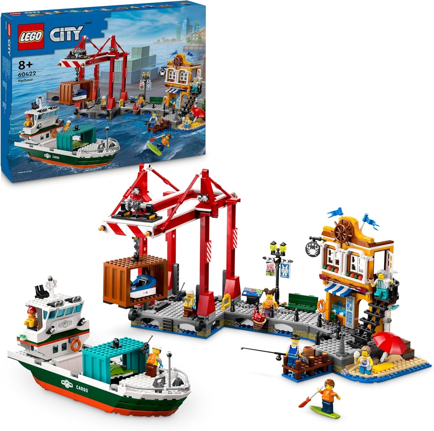 LEGO City Port with Cargo Ship, Construction Toy for Boys and Girls from 8 Years, Gift Idea for Children, Container Crane, Ship Toy and 8 Mini Figures, 60422