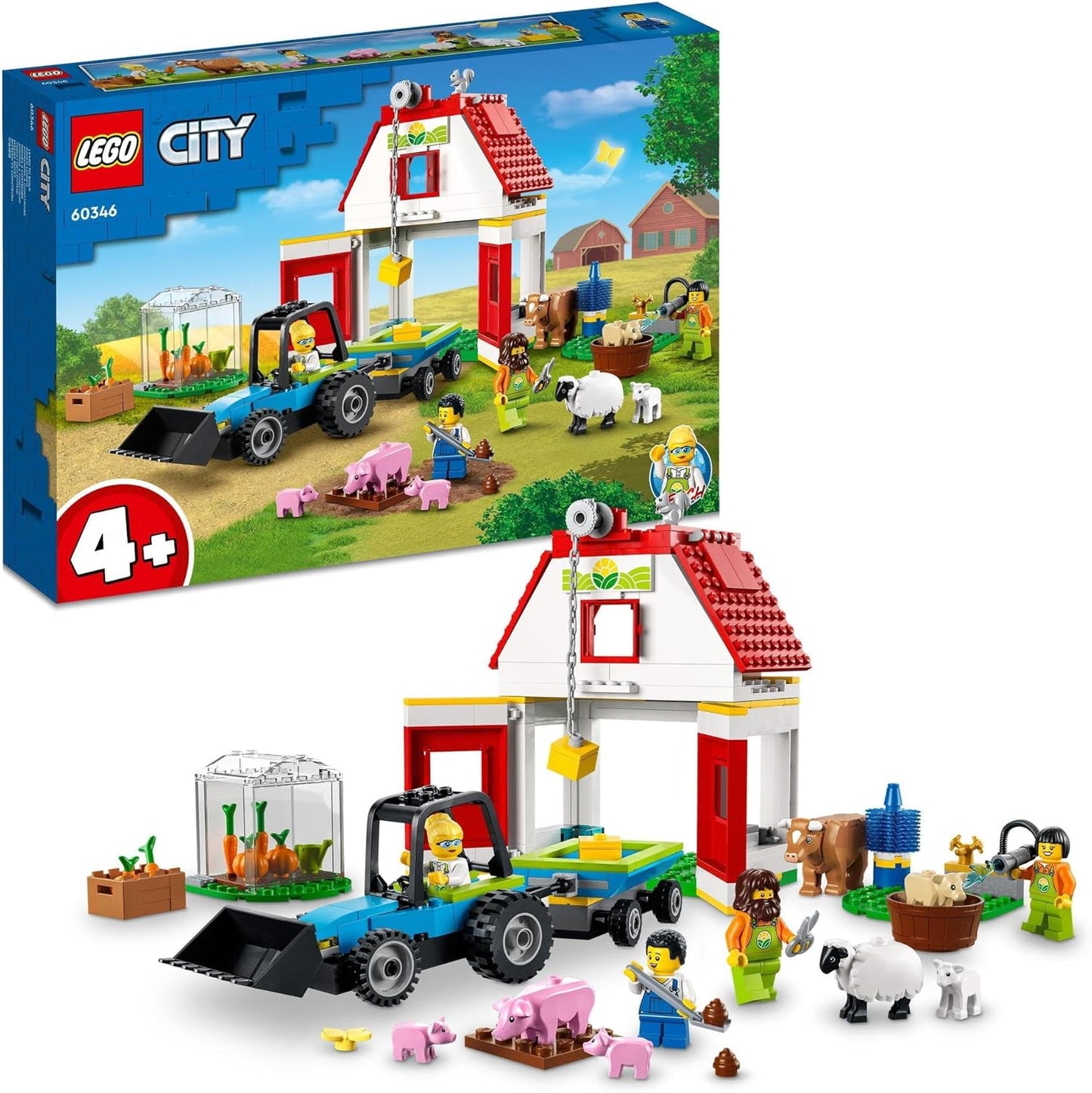 LEGO 60346 City Farm with Animals, Including Sheep, Pig, Cow and More as well as Tractor Toy with Trailer Educational Toy for Children from 4 Years