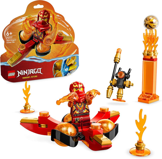 LEGO 71777 Ninjago Kais Dragon Power Spinjitzu Flip Toy, Spinner with Art Pieces, Mini Figure Kai for Collecting, Small Gift for Children from 6 Years