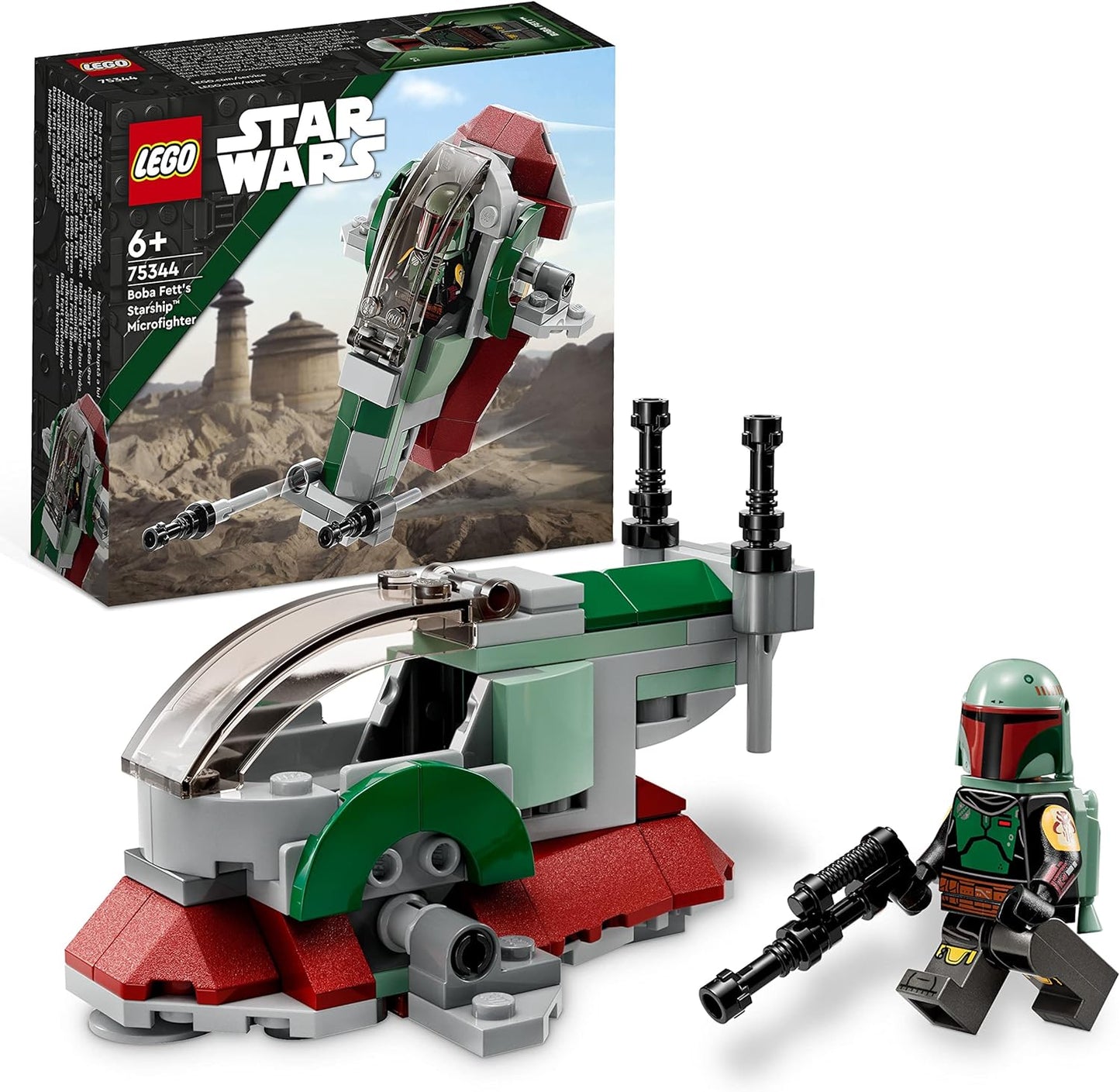 LEGO 75344 Star Wars Boba Fetts Starship Microfighter Set, Mandalorian Model, Buildable Toy with Flick Shooter and Adjustable Wings