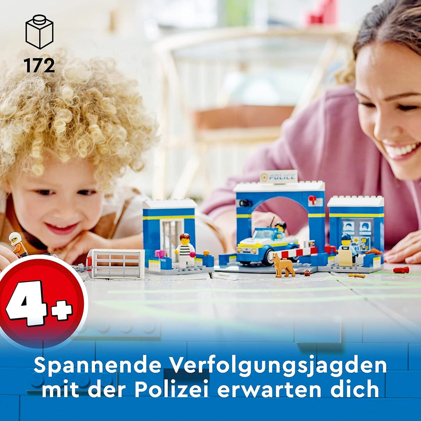 LEGO 60370 City Breakout from the Police Station Playset, Police Car Toy and Motorcycle for Children from 4 Years, Police Toy with Prison Building and 4 Mini Figures