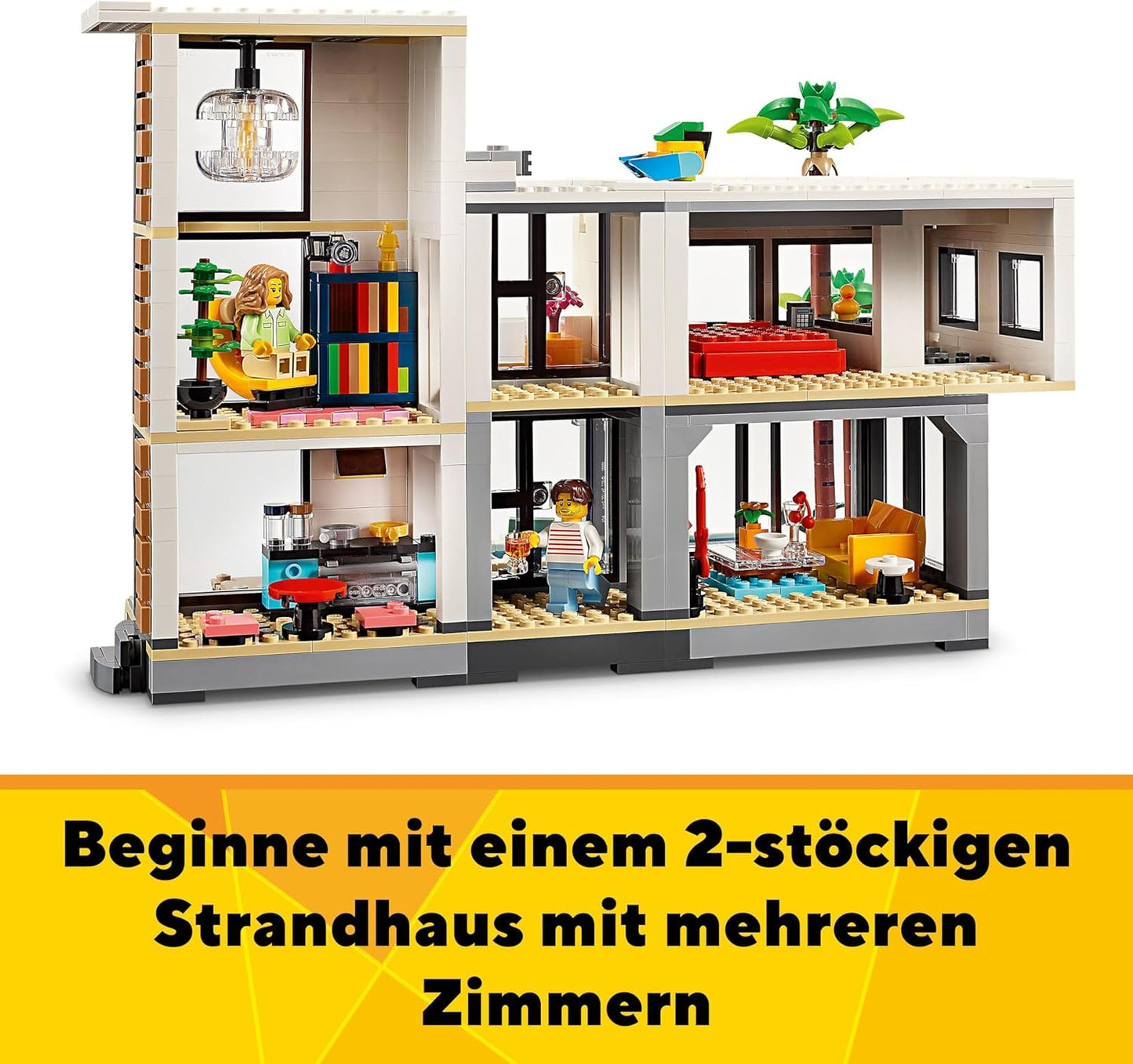 LEGO Creator Modern House, 3-in-1 Set for Converting into a Town House or a Forest Hut, Model House, Gift Idea for Boys and Girls from 9 Years, Educational Toy 31153