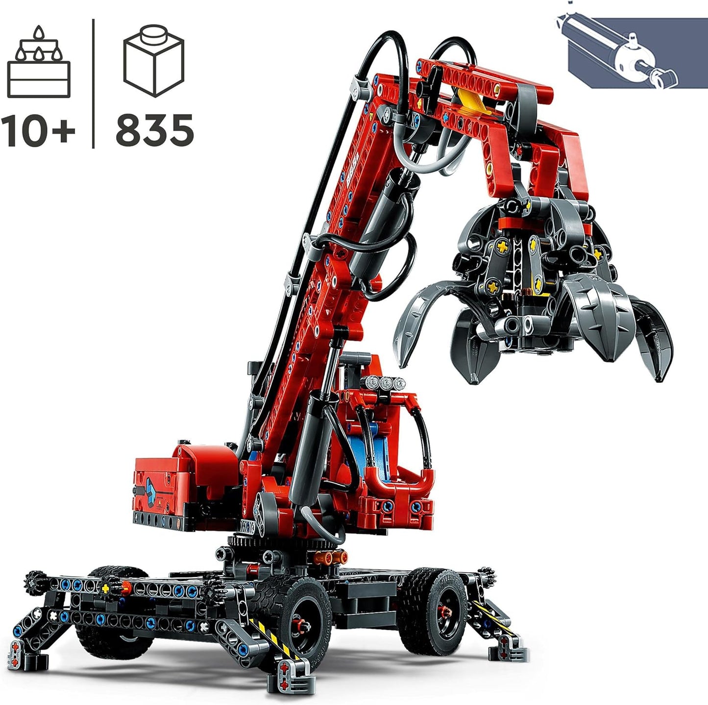 LEGO 42144 Technic Umschlagbagger Modellbausatz, Mechanisches Lernspielzeug, manuelle und pneumatische Funktionen, Baufahrzeug, Kran-Spielzeug für Kinder ab 10 Jahren