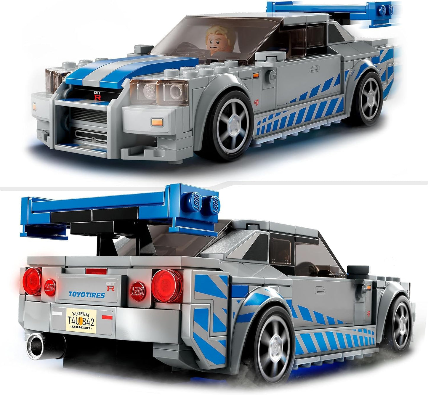 LEGO Speed Champions 2 Fast 2 Furious Nissan Skyline GT-R (R34) Racing Car Toy for Building, 2023 Model Car Kit with Brian O'Conner Figure 76917