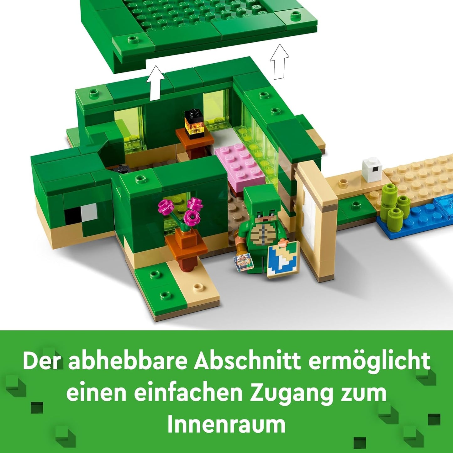 LEGO Minecraft The Turtle Beach House, Toy House with Accessories for Girls and Boys from 8 Years, Set with Animals and Figures from the Video Game, Gift for Gamers 21254